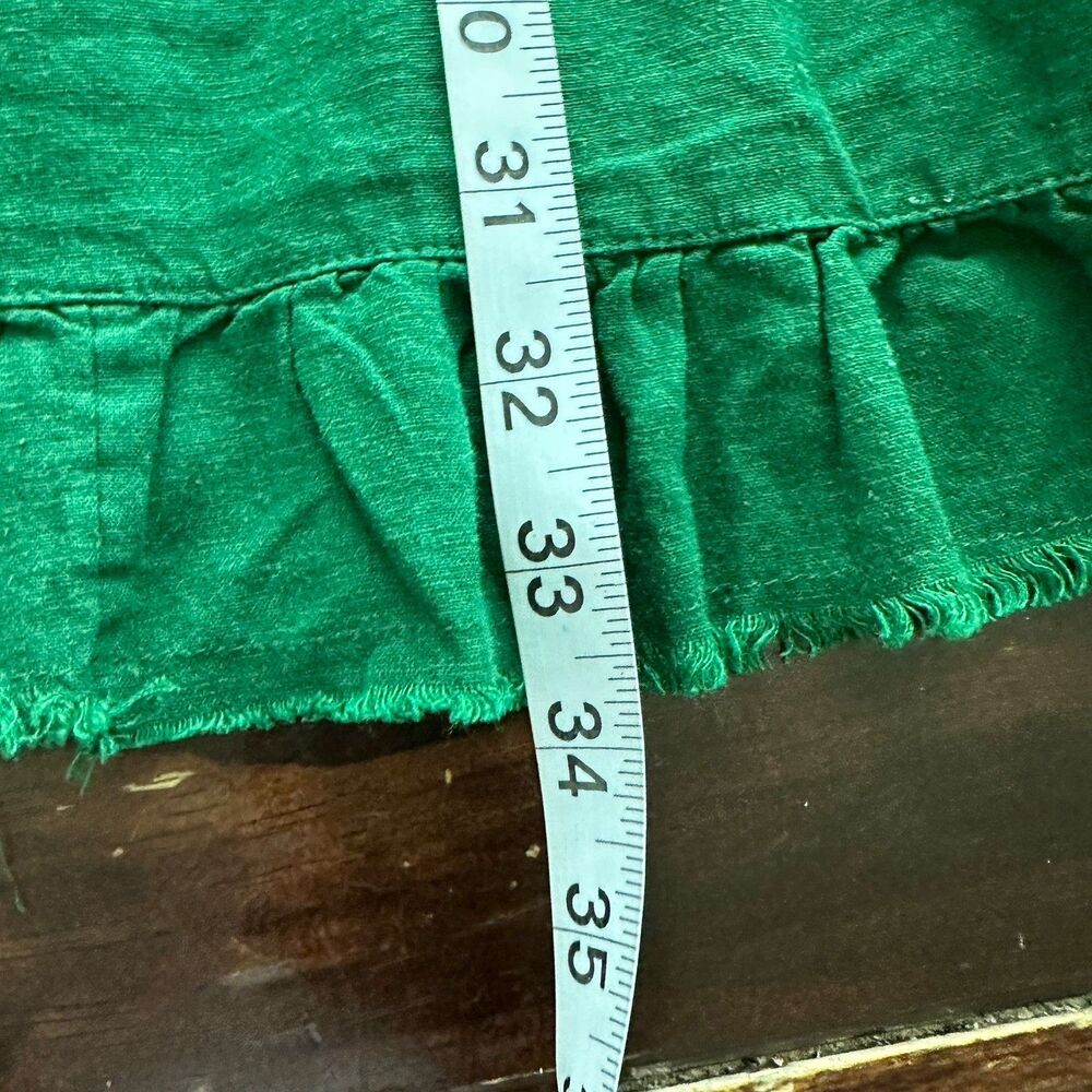 Aerie Emerald Mini Dress Sz M Green Linen Flutter Mini Babydoll Cottagecore - Picture 6 of 7